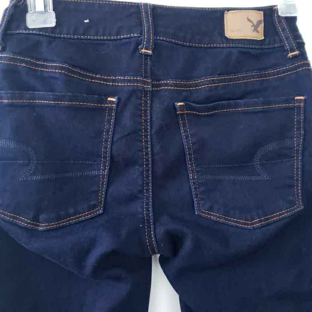 American Eagle Hi-Rise Jegging Super Super Stretch Jeans Size 0 Dark Wash - Picture 4 of 8